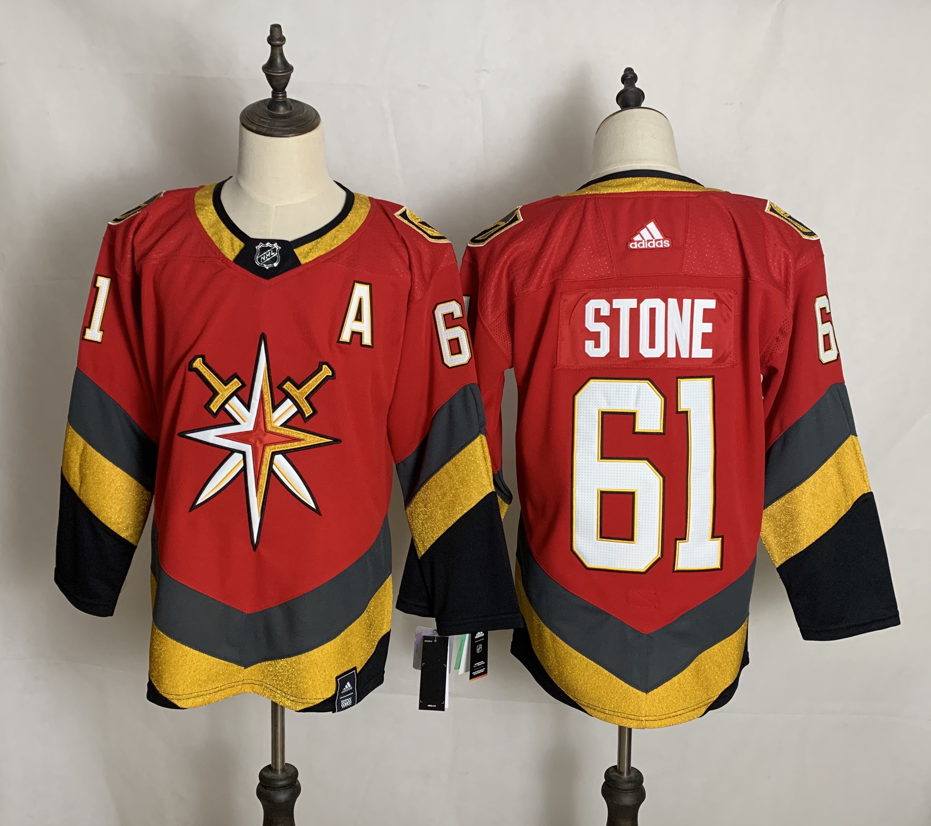 Men Vegas Golden Knights #61 Stone Red Authentic Stitched 2020 Adidias NHL Jersey->more nhl jerseys->NHL Jersey